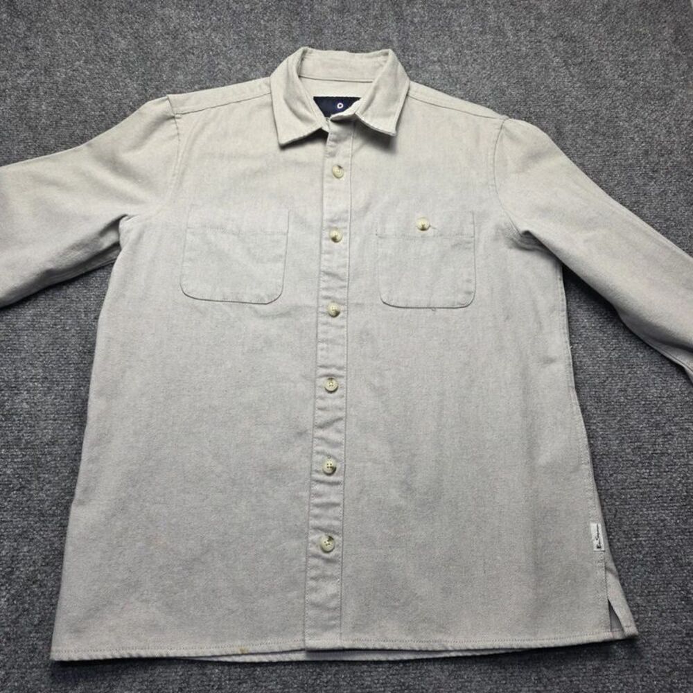 Ben Sherman Men’s Long Sleeve Button-Up Overshirt Light Gray Medium
